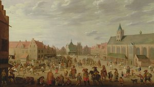Una processione militare nella piazza della città di Amersfoort